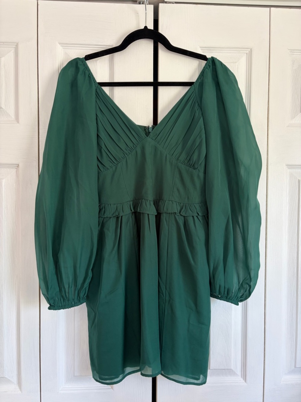 Abercrombie & Fitch Green Puff-Sleeve Mini Dress